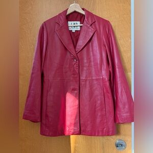 Vintage LNR 80s Bright Red Leather Line Blazer